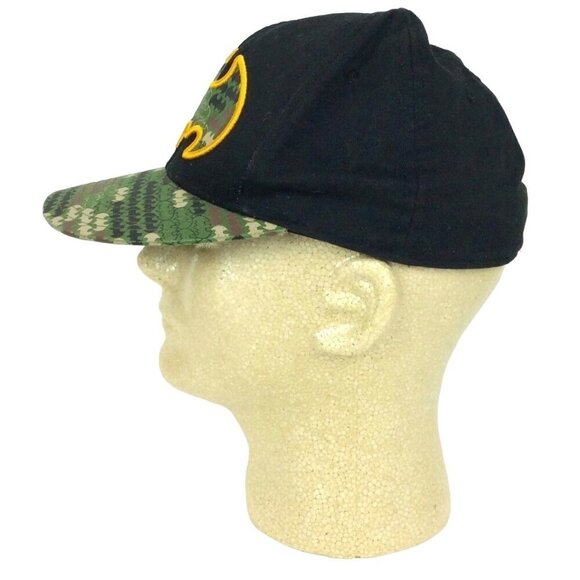 Batman Logo Camo Youth Hat Cap Fitted Size M/L Black Green - Picture 4 of 7